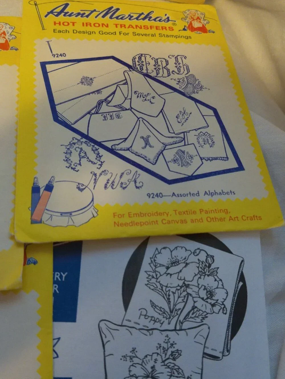 Aunt Martha's Hot Iron Transfers Lot of 9 New and Used